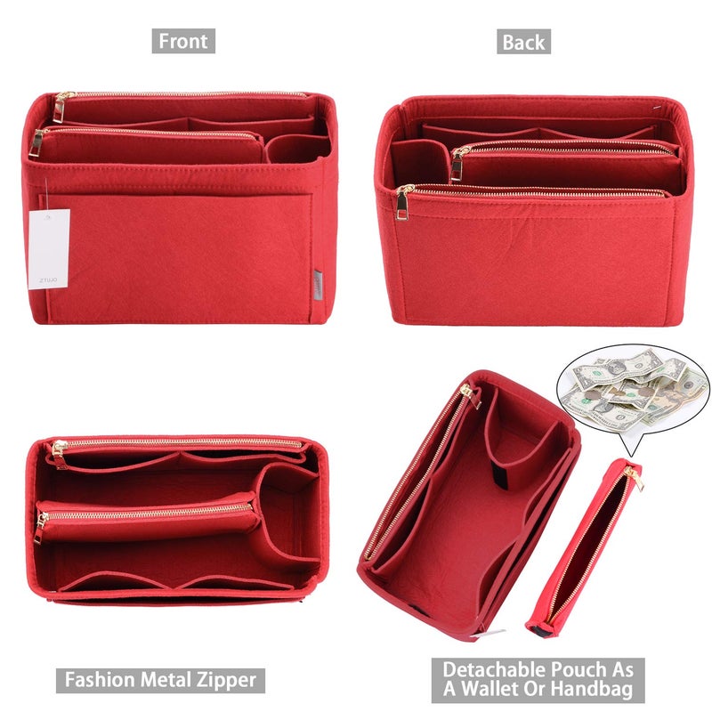ZTUJO Purse Organizer, Felt Bag Organizer Purse Organizer Insert For Speedy, Neverfull, Graceful, Neverfull,Tote, Handbag,Shaper (Slender Medium, Red) - Image 2